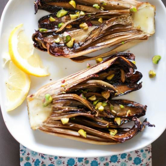 Grilled lemon and pistac Radicchio