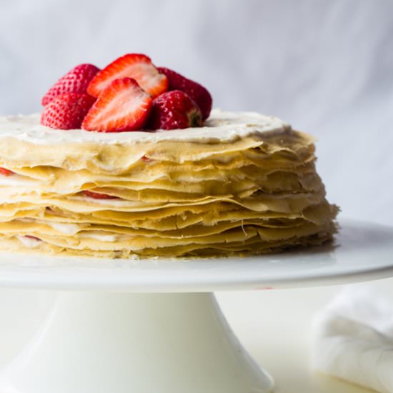 Strawberry Lemon Paleo Crepe Cake