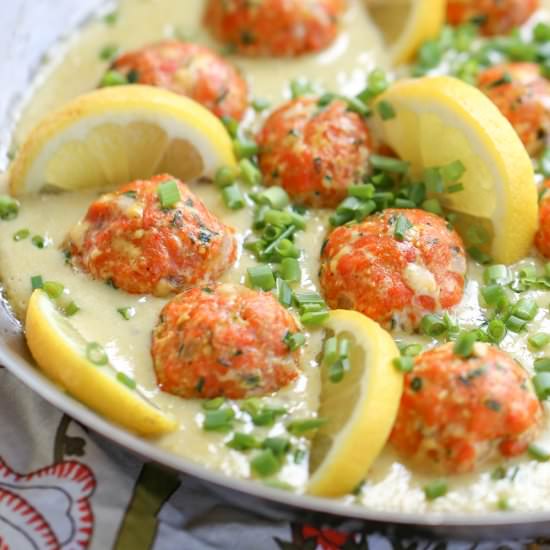 Salmon Meatballs w/ Dijon Lemon