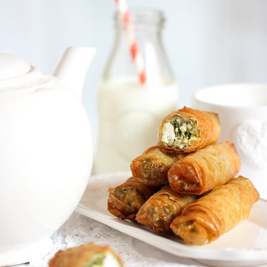 Spinach White Cheese Filo Rolls