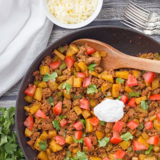 Taco Turkey and Potato Skillet