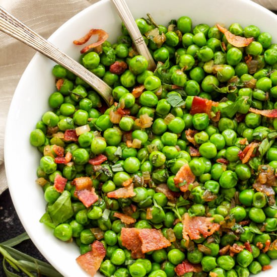 Sautéed Herbed Peas with Bacon