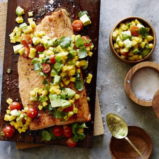 Cedar Plank Salmon with Mango Salsa