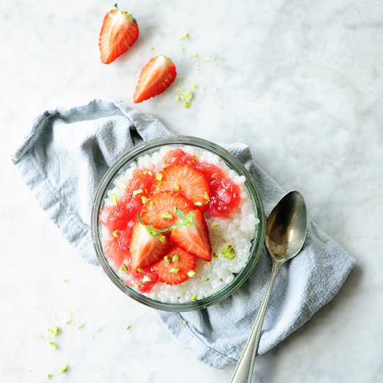 Coconut Tapioca Pudding with Rhubarb