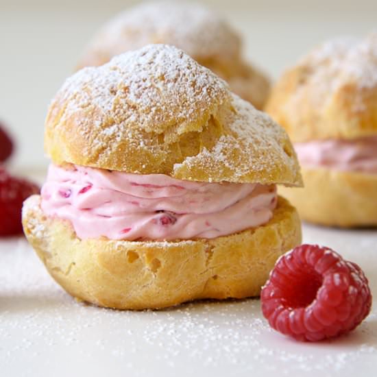 Raspberry Cream Puffs