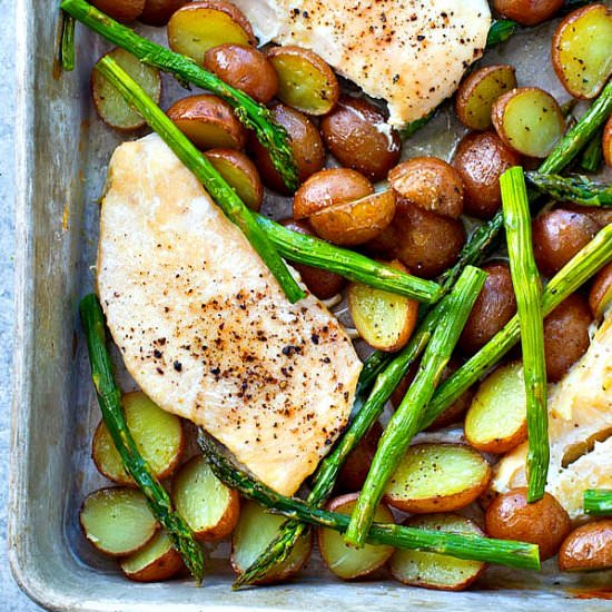 One-Pan Roast Chicken + Asparagus