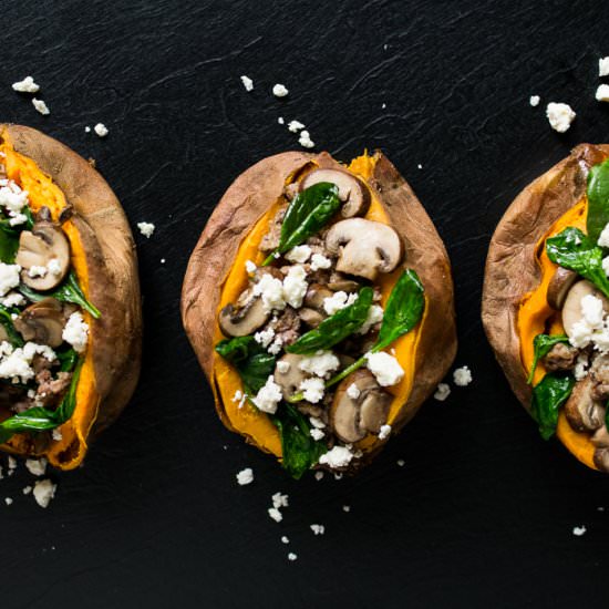 Sausage Stuffed Sweet Potatoes