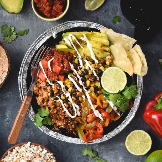 Layered Fiesta Taco Bowls with Vegan Bacon