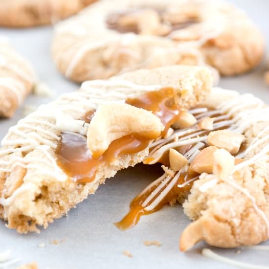 White Chocolate Cashew Caramel Cookies