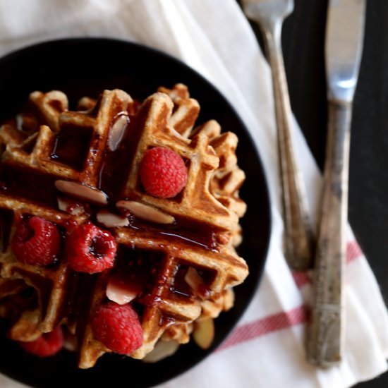 Raspberry Almond Belgian Waffles