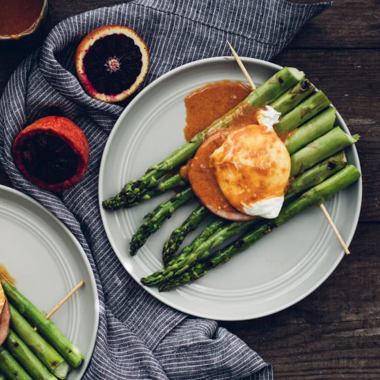 Poached Egg over Asparagus Rafts