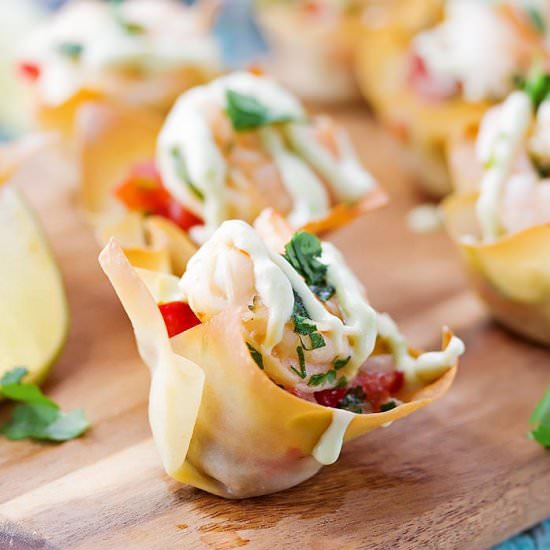 Tequila Shrimp Wonton Tacos