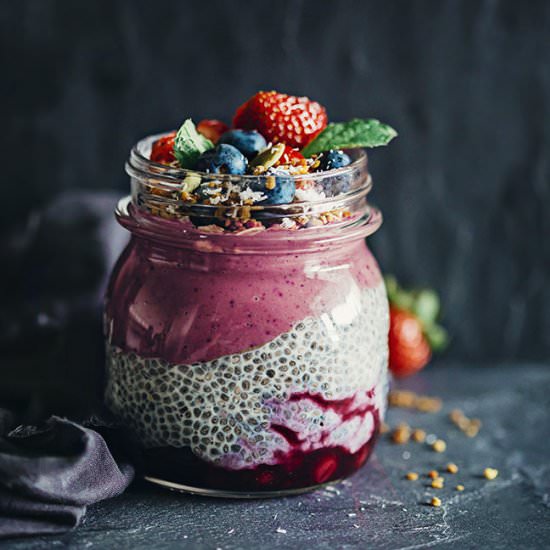 Acai Chia Strawberry Breakfast Jar