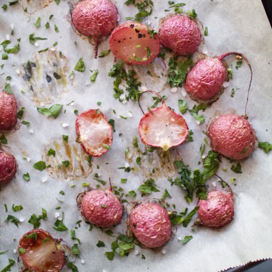 oven-roasted radishes