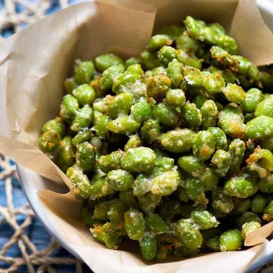 Crispy Parmesan Garlic Edamame