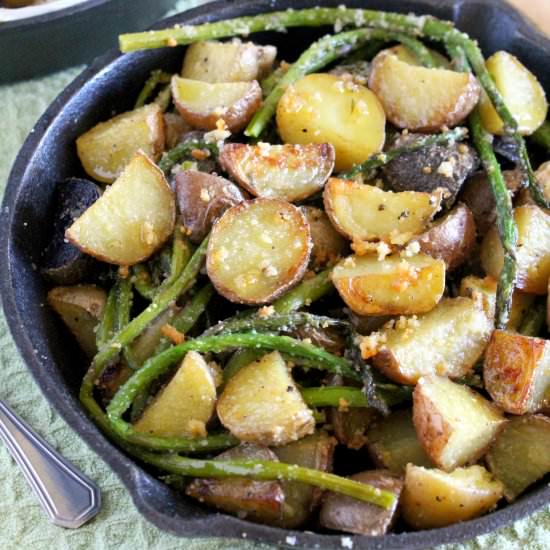 Parmesan Potatoes with Asparagus