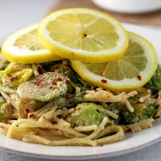 Vegan Lemony Brussels Sprout Pasta