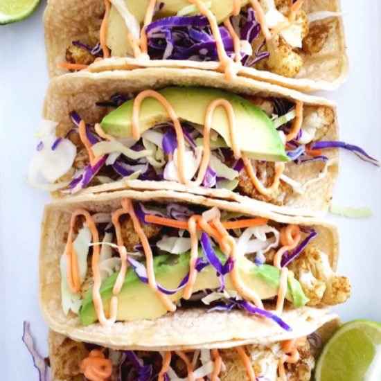 Cauliflower Tacos with Spicy Sauce