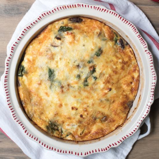 Spinach Mshrm Feta Crustless Quiche