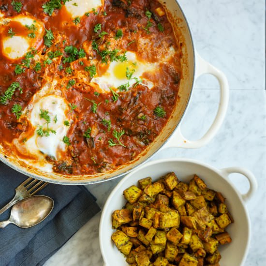 Shakshuka and Roasted Potato Brunch
