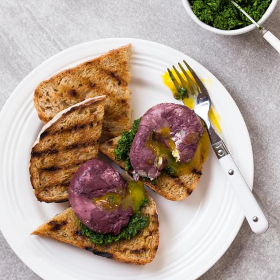 Red Wine Poached Eggs