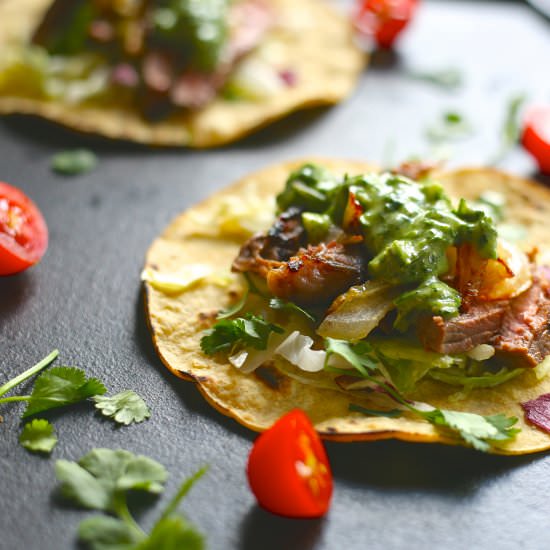 Grilled Steak Tacos with Herb Sauce
