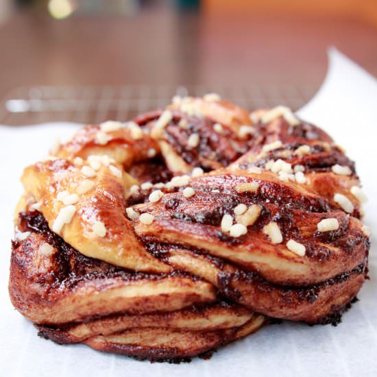 Nutella Pearl Sugar Braided Bread