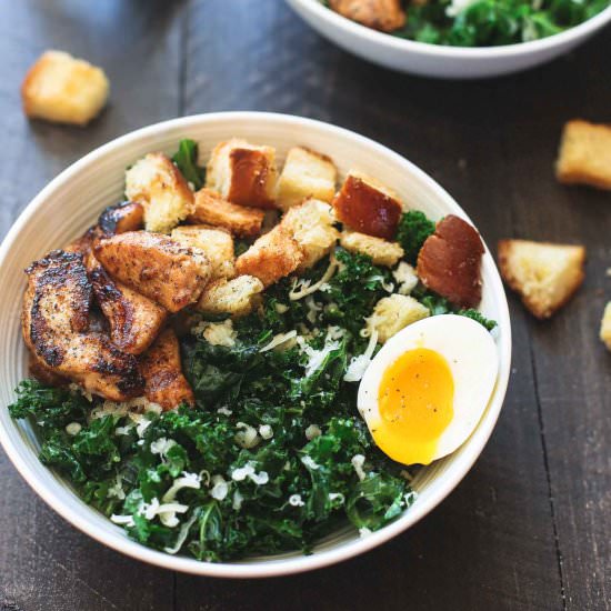 Kale Salad with Chicken and Eggs