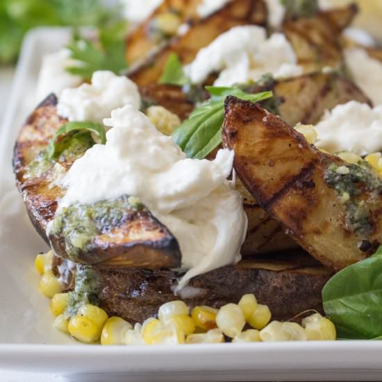 Grilled Potato with Burrata