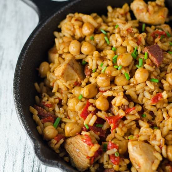 spicy rice with chorizo