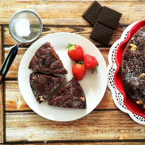 Vegan chocolate brownie cake