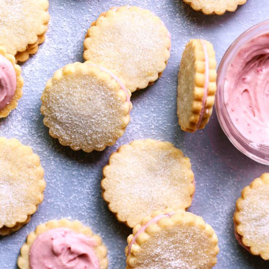 Strawberry Cream Sandwich Cookies