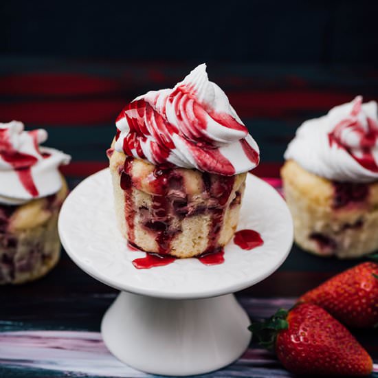 Greek Yogurt Strawberry Cupcakes