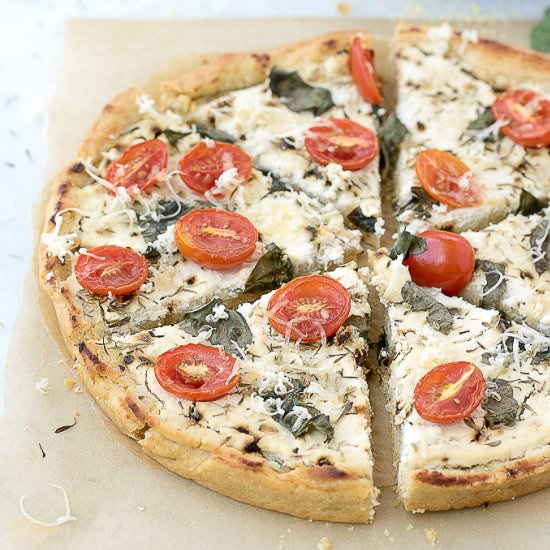Tomato & Basil White “Ricotta” Pizza