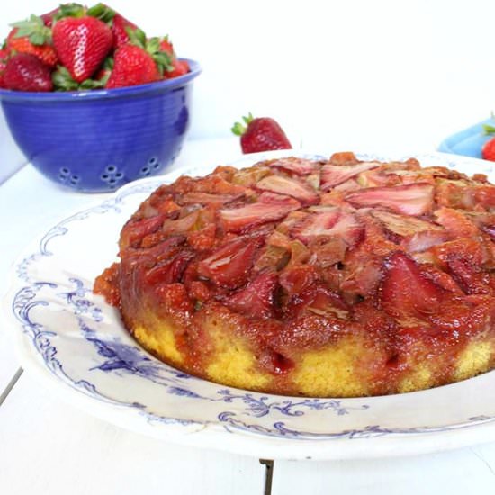 Strawberry Rhubarb Upside Down Cake