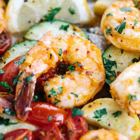 One Pan Roasted Spicy Garlic Shrimp