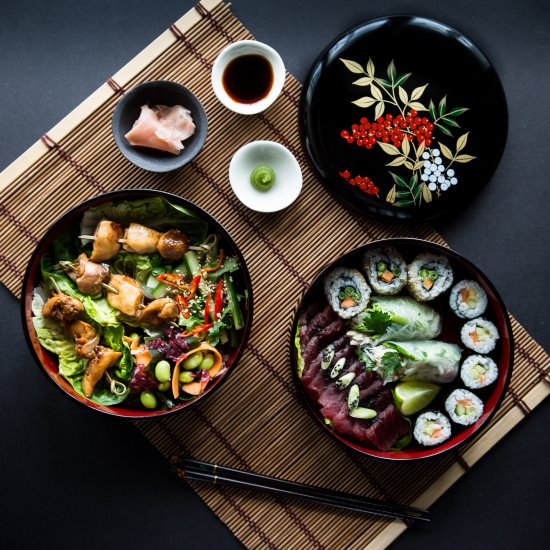 Yuzu Chicken and Sushi Bento Box
