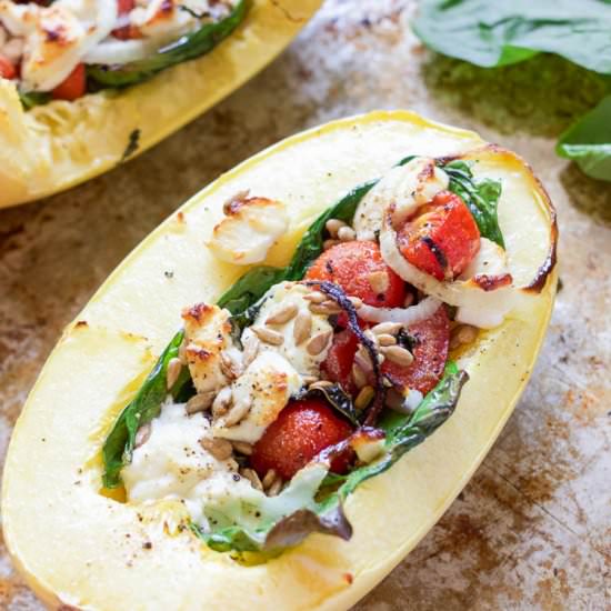 Basil Goat Cheese Spaghetti Squash