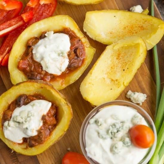 Chili Stuffed Potato Skins