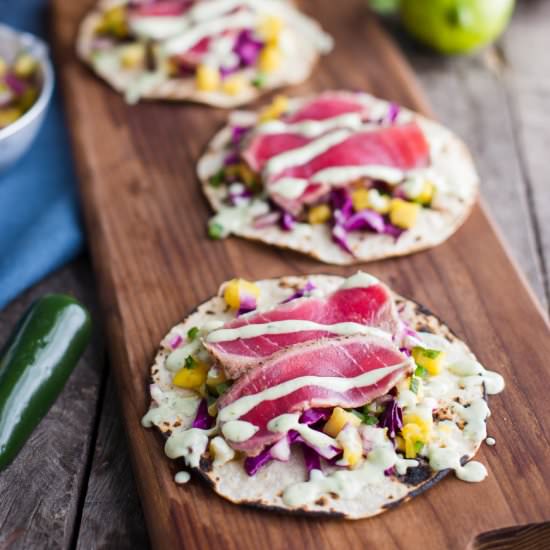 Ahi Tuna Tacos w/ Pineapple Salsa