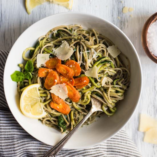 Carrot Top Pesto Pasta