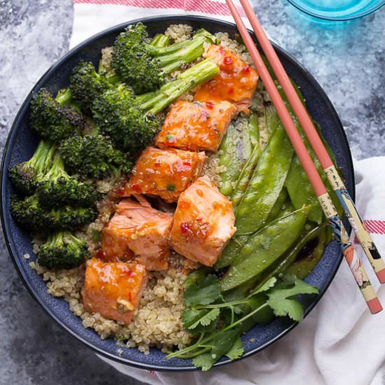 Sweet Chili Salmon Quinoa Bowls