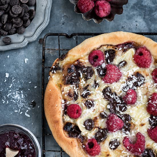 Brie, Chocolate Raspberry Pizza