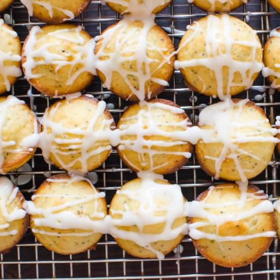 Glazed Lemon Poppyseed Mini Muffins
