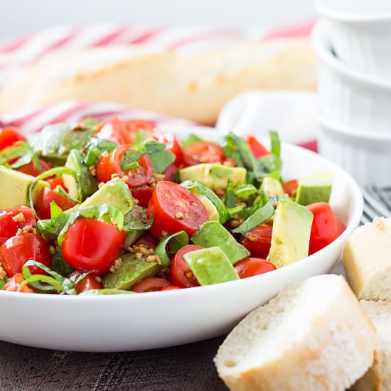 tomato, avocado & basil salad