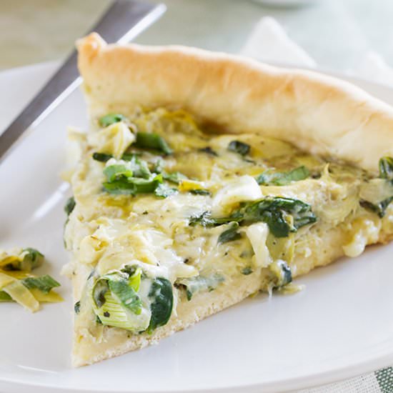 Artichoke Spinach Quiche Pizza