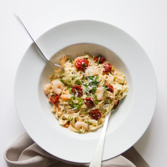 Fettuccine with Shrimp and Tomatoes
