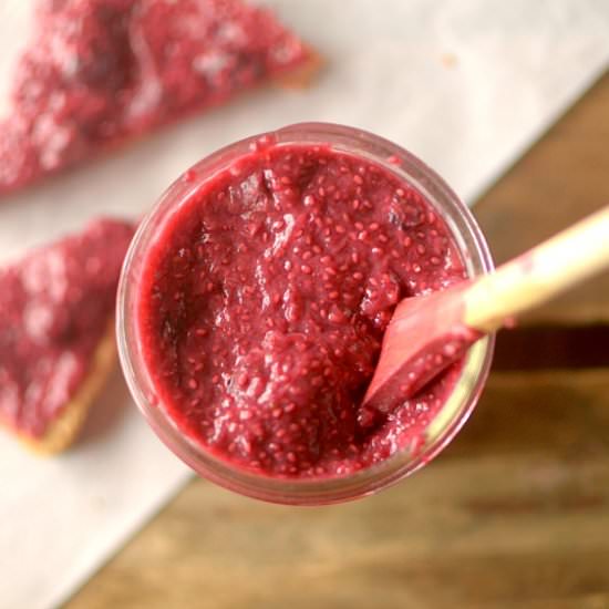 Strawberry Bluebarb Chia Seed Jam