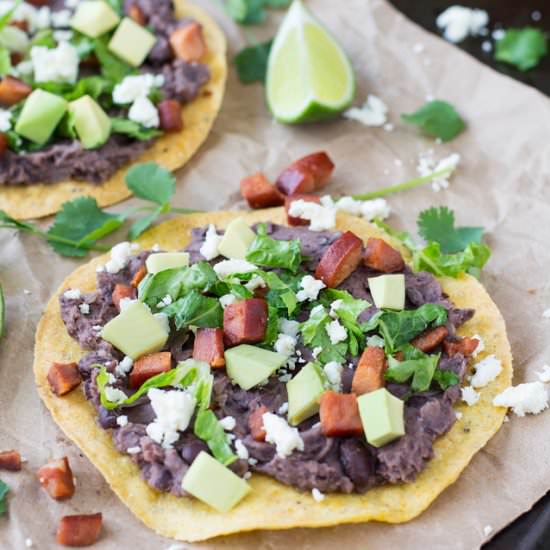 Black Bean & Chorizo Tostadas