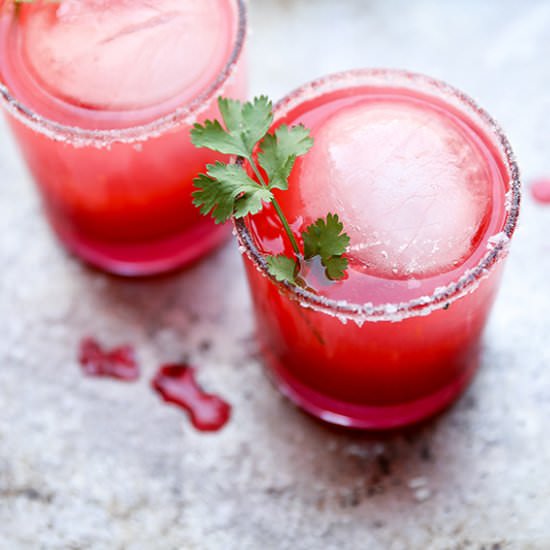 Rhubarb-Raspberry Margaritas